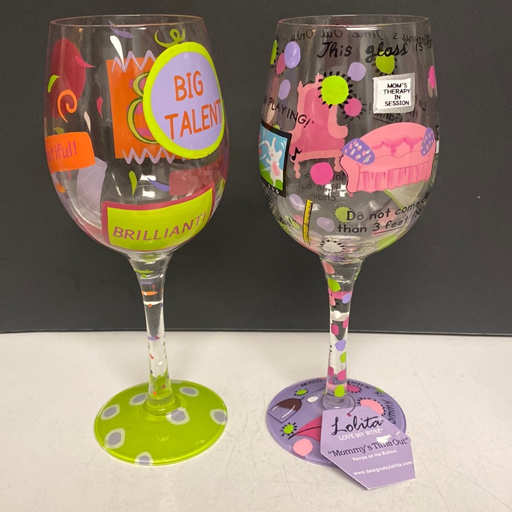 Lolita Love My Letter B MommyTime Out Wine Glasses